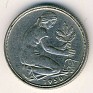 Deutch Mark - 50 Pfennig - Germany - 1950 - Copper-Nickel - KM# 109.1 - 20 mm - Obv: Denomination. Obv. Leg.: BUNDESREPUBLIK DEUTSCHLAND. Rev: Woman planting an oak seedling. - 0